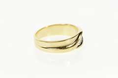 14K Yellow Gold Classic Diamond Grooved Wedding Band Ring