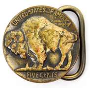 Vintage Brass Buffalo Nickel Belt Buckle