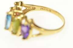 14K Yellow Gold Five Stone Amethyst Topaz Citrine Garnet Ring