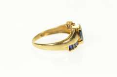 10K Yellow Gold Marquise Natural Sapphire Baguette Bypass Ring