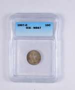 MS67 1907-O Barber Dime - Graded ICG