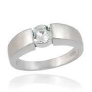 Sterling Silver Blue Topaz Tension Set Ring