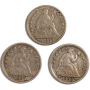 1853 Arrows 1857 &1858 Seated Half Dimes