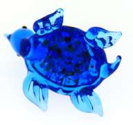 Art Glass Turtle with Baby Handblown Animal Figurine