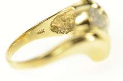 14K Yellow Gold Retro Pave Diamond Heart Bypass Ring