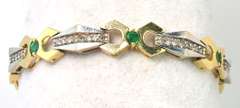 Decadent Emerald & Diamond Bracelet in 2-Tone 14KT Gold