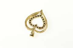 10K Yellow Gold Classic Sapphire Diamond Accent Heart Pendant