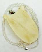 Hand Carved Bone Cougar Tiger Pendant & Sterling Chain