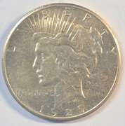 Fully struck BU 1927-P Peace Silver Dollar. Nice