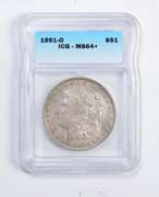 MS64+ 1891-O Morgan Silver Dollar - Graded ICG