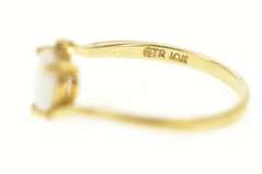 10K Yellow Gold Heart Cut Natural Opal Classic Bypass Love Ring