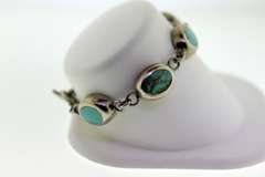 vintage Sterling Silver Turquoise Link Bracelet