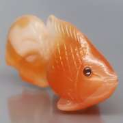 Adorable 26.46ct Agate and Sapphire fish carving