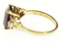 14K Yellow Gold 1940's Syn. Garnet Diamond Accent Classic Ring