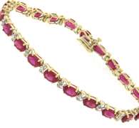 Festive Yellow Gold Rubies and Diamond Tenni Bracelet