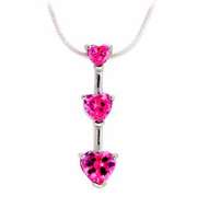 Sterling Silver Created Pink Sapphire Heart Pendant