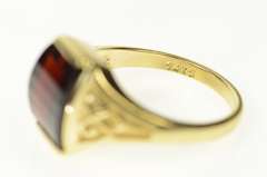 14K Yellow Gold Faceted Garnet Fancy Solitaire Statement Ring