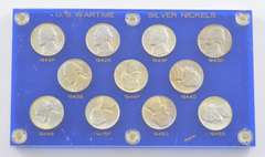Lot (11) 1942-1945 US Wartime Jefferson Silver Nickels