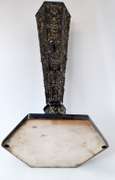 Antique England Tall Silver Plate Footed Vase, Intricately Embossed