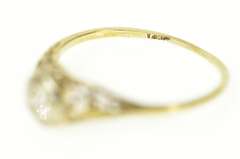 14K Yellow Gold Art Deco Diamond Solitaire Filigree Promise Ring