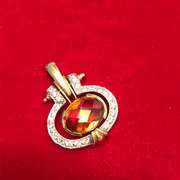 18k yellow gold diamond and citrine pendant