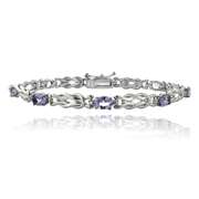Sterling Silver 3.5ct Amethyst & Diamond Accent Oval Love Knot Bracelet