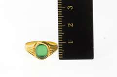 18K Yellow Gold 0.90 Ct Victorian Natural Emerald Grooved Ring