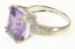 14K White Gold Emerald Amethyst Diamond Accent Statement Ring