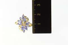 14K Yellow Gold Marquise Tanzanite Diamond Accent Cluster Ring