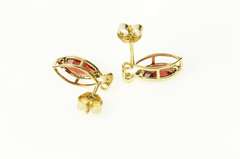 14K Yellow Gold Marquise Garnet Diamond Accent Stud Earrings