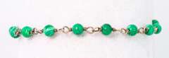 Green Agate Bead Bracelet in Sterling Silver