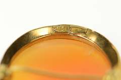 18K Yellow Gold Oval Carved Shell Cameo Classic Pendant/Pin