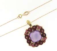 Charming Amethyst and Tourmaline Pendant on Chain