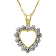 18k Gold over Silver Two-Toned Diamond Accent Open Heart Pendant