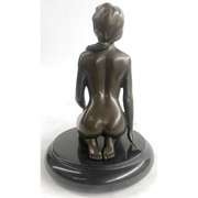 Sexy girl sitting with Pony Tail Bronze Sculpture