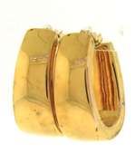 Chic 14kt YG Squared Oval Hoop Earrings