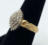 10 KT Yellow Gold Diamond Cluster Ring