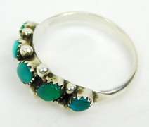 Sterling Silver Ring with 5 Turquoise Stones, Size 6