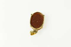 14K Yellow Gold Oval Goldstone Cabochon Statement Pendant