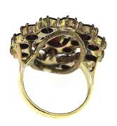 Charming Yellow Gold Garnet Cluster Ring