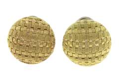 Captivating 18kt Woven Gold Button Earrings