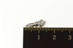 18K White Gold Squared Diamond Cluster Classic Simple Pendant