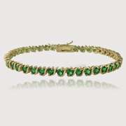 18K Gold over Sterling Silver 4.5ct Created Emerald S Design Tennis Bracelet