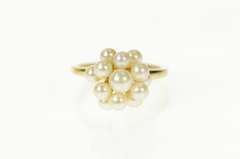 14K Yellow Gold Pearl Cluster Classic Statement Ring