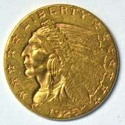 Real sharp 1925-D US $2.50 Indian Gold Piece. Nice