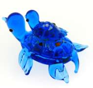 Art Glass Turtle with Baby Handblown Animal Figurine