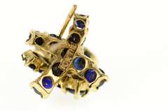 10K Yellow Gold Sapphire Rounded Criss Cross X Stud Earrings