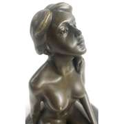 Sexy girl sitting with Pony Tail Bronze Sculpture
