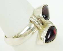 Sterling Silver Garnet Bypass Ring, Size 7