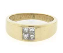 Attractive Yellow Gold Invisible Set Princess Cut Diamond Ring